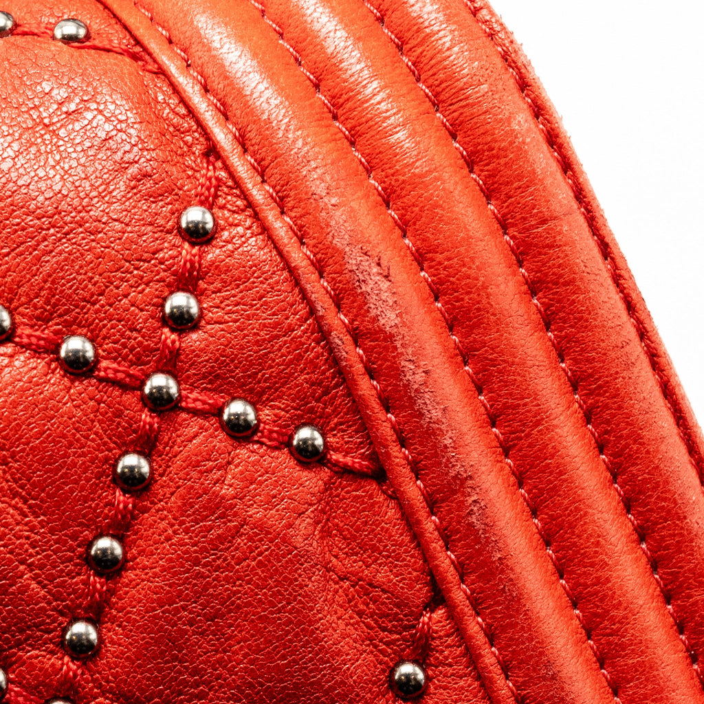 Chanel Medium Boy bag lambskin red ruthenium