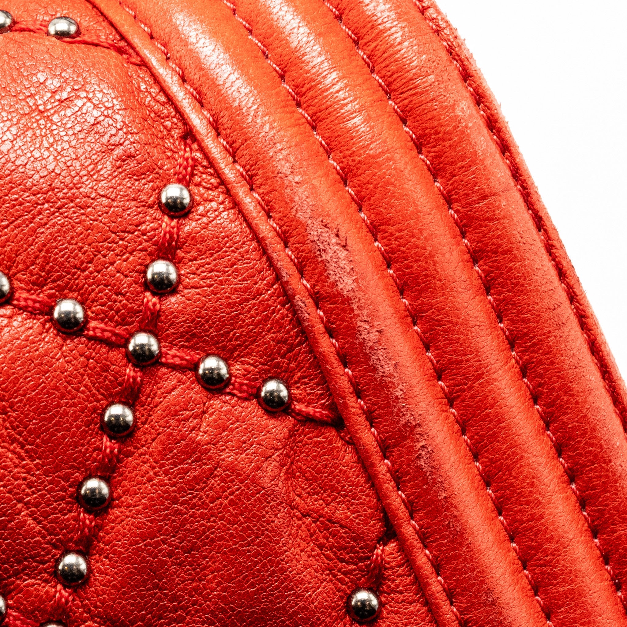 Chanel Medium Boy bag lambskin red ruthenium