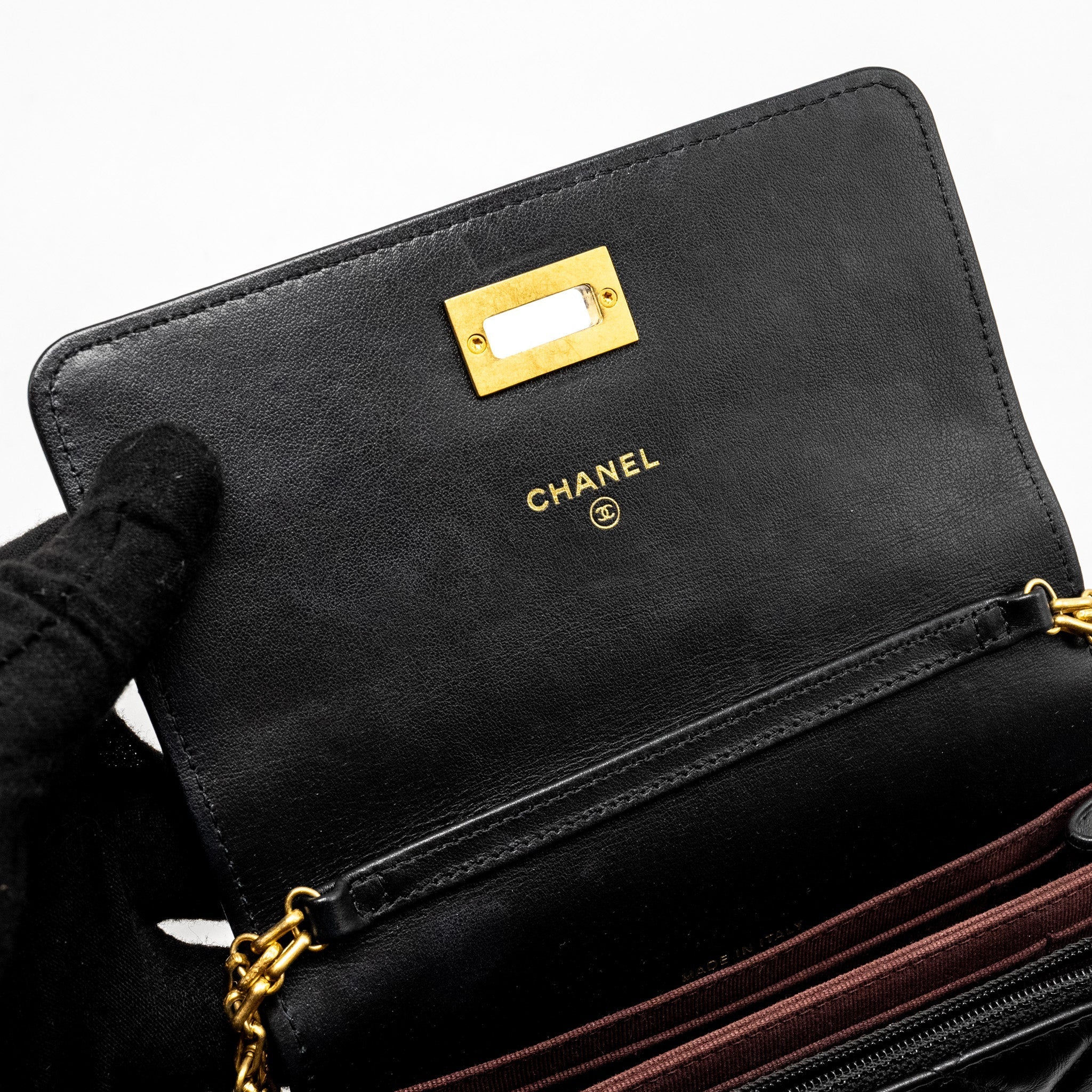 CHANEL Mini 2.55 Reissue Wallet On Chain Aged Calfskin Black  (Microchip)