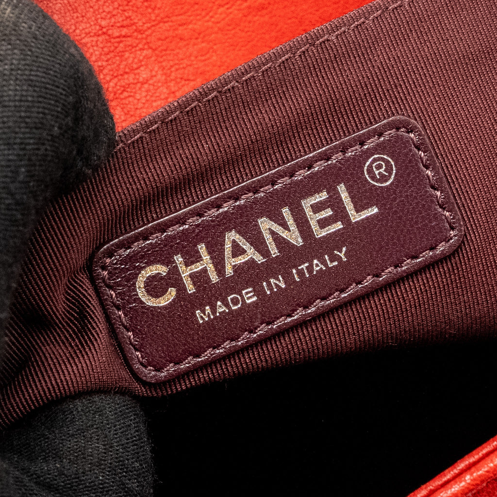 Chanel Medium Boy bag lambskin red ruthenium