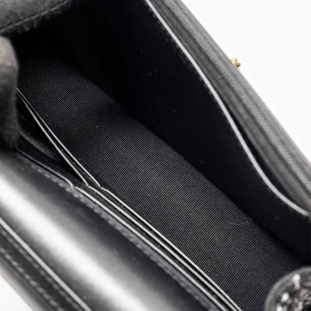 Chanel 24p Detail Chains Wallet On Chain Tweed/Sequins Black/White L (Microchip)