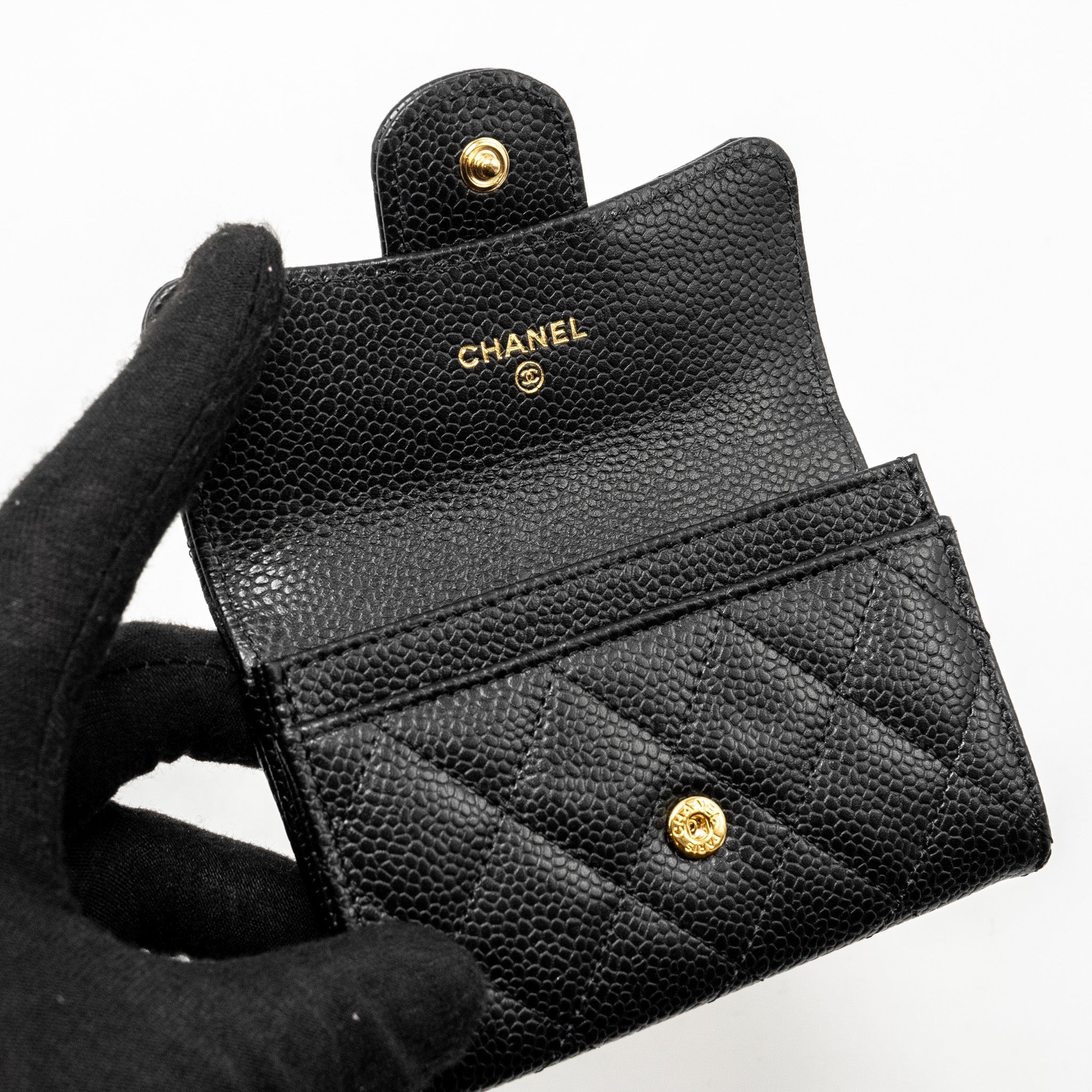 Chanel Classic Flap Card Holder CAVIAR BLACK  (Microchip)