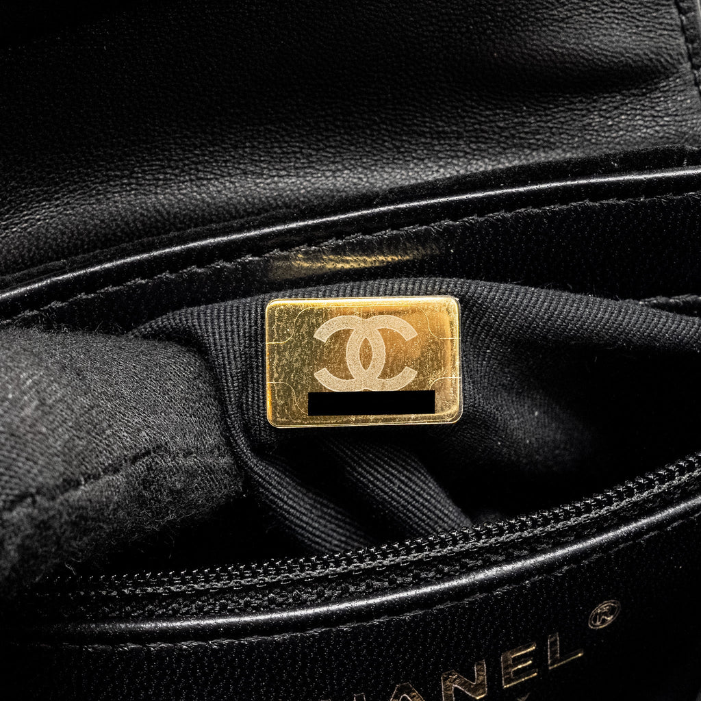Chanel 24a Mini Shopping Tote/Mini Kelly Velvet Black  (microchip)