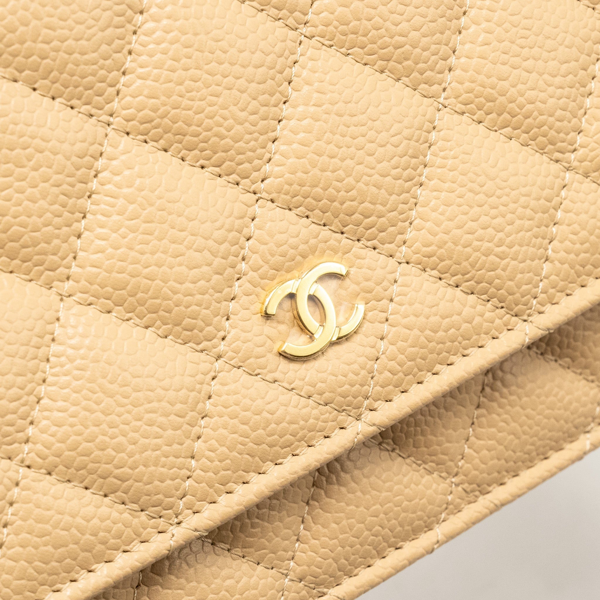 Chanel Classic Wallet on Chain Caviar Beige  (Microchip)