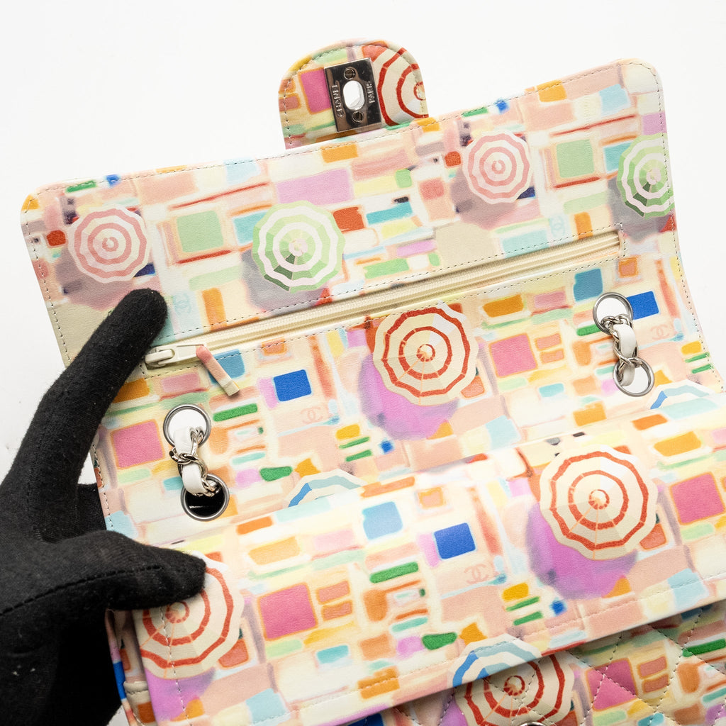 Chanel Medium Double Flap Bag Umbrella Rainbow Print Calfskin Multicolour
