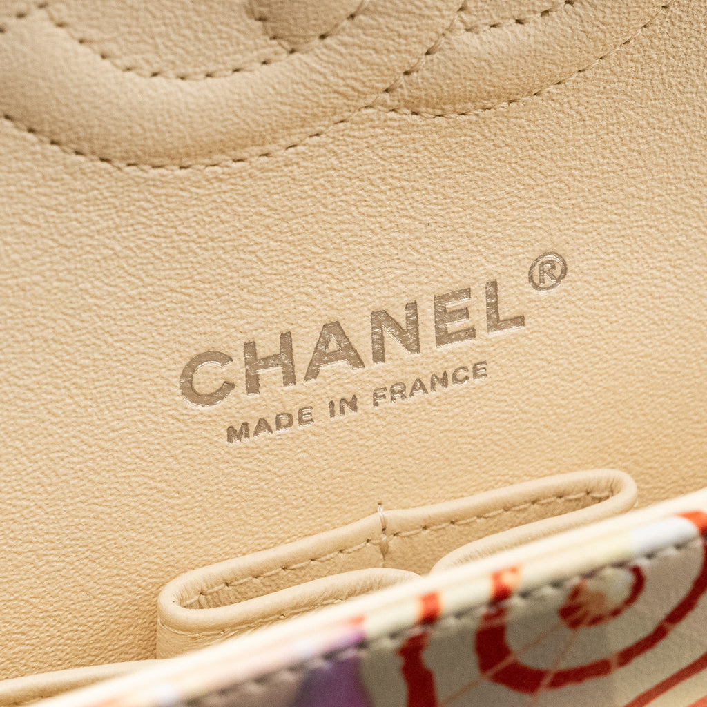 Chanel Medium Double Flap Bag Umbrella Rainbow Print Calfskin Multicolour