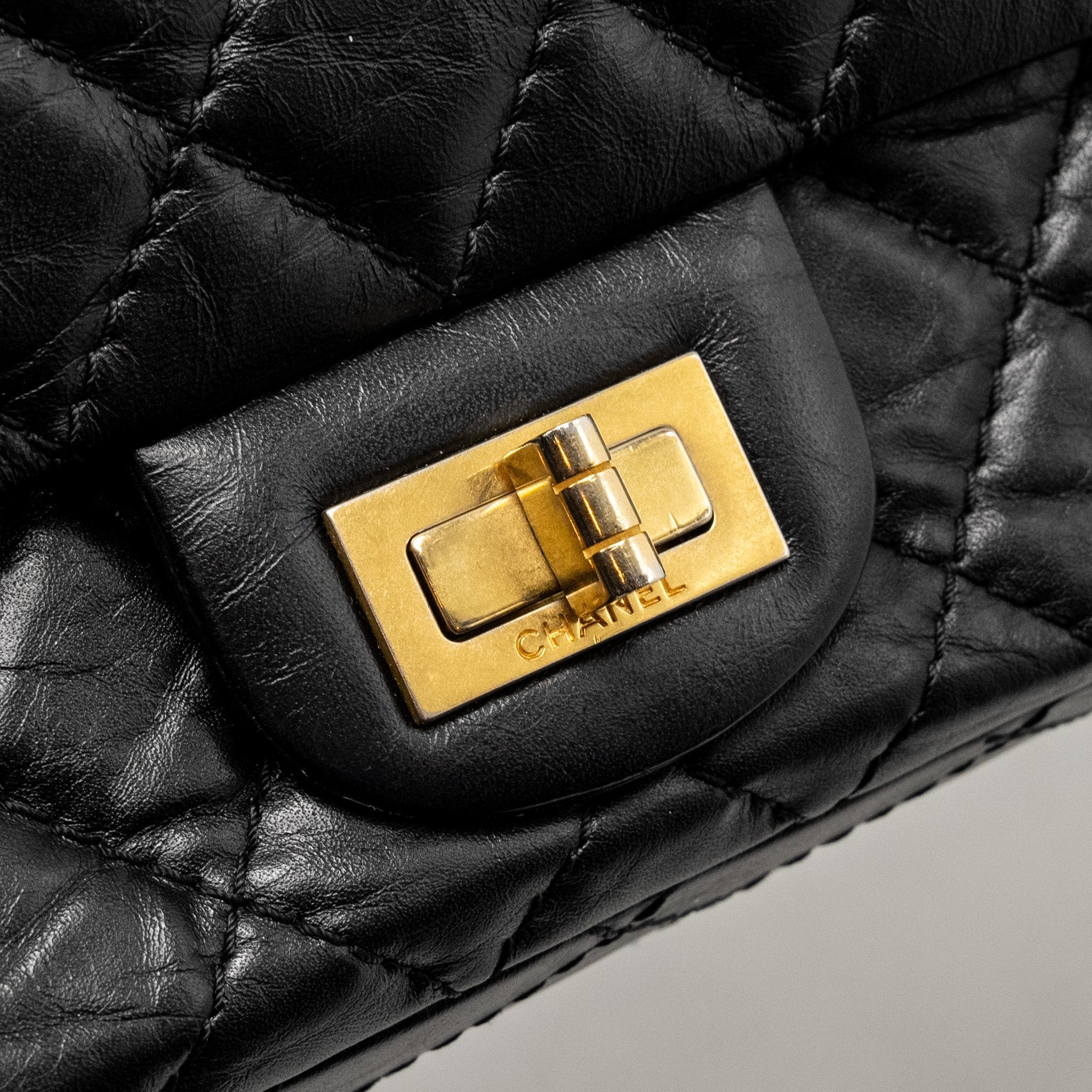 Chanel small 2.55 225 reissue flap bag aged calfskin black