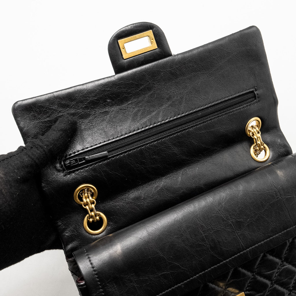 Chanel small 2.55 225 reissue flap bag aged calfskin black