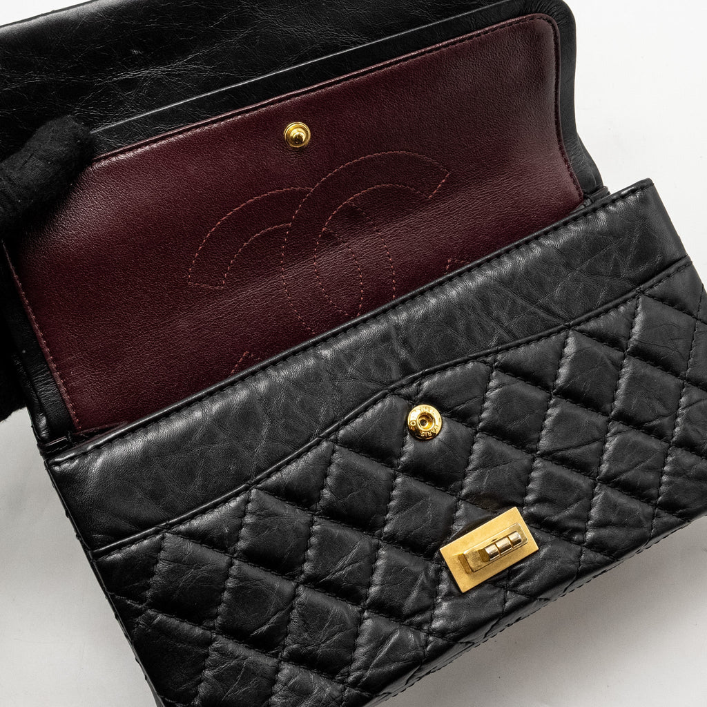 Chanel small 2.55 225 reissue flap bag aged calfskin black