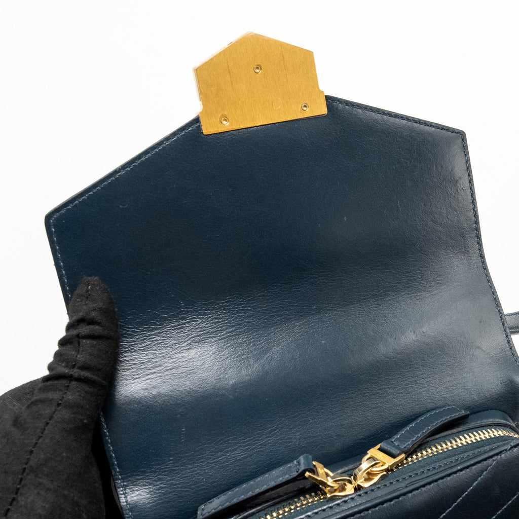 Chanel Lock me Up Chevron Medal Flap Bag Calfskin Dark Navy