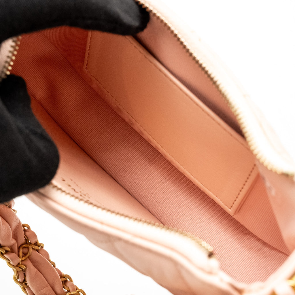 Chanel 23K Small Hobo Bag Calfskin Pink  (microchip)