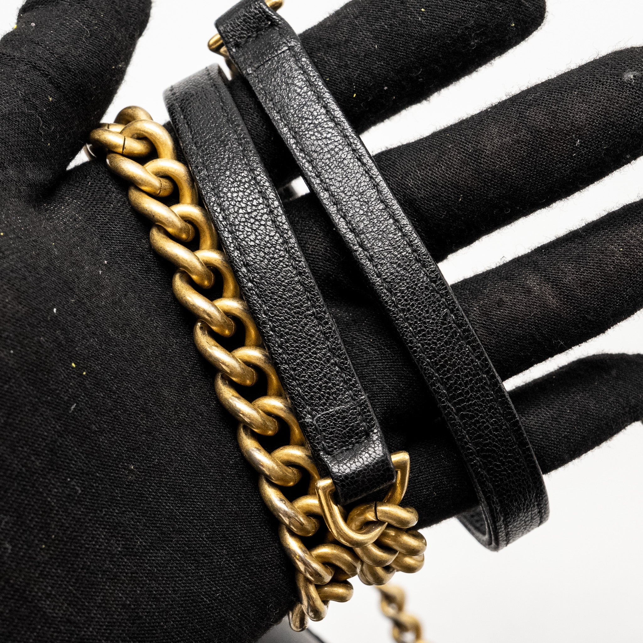 Chanel Graphic Chic Front Chain Quilted Flap Bag Sheepskin Black