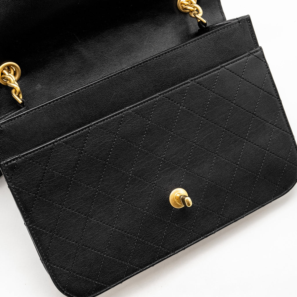 Chanel Graphic Chic Front Chain Quilted Flap Bag Sheepskin Black