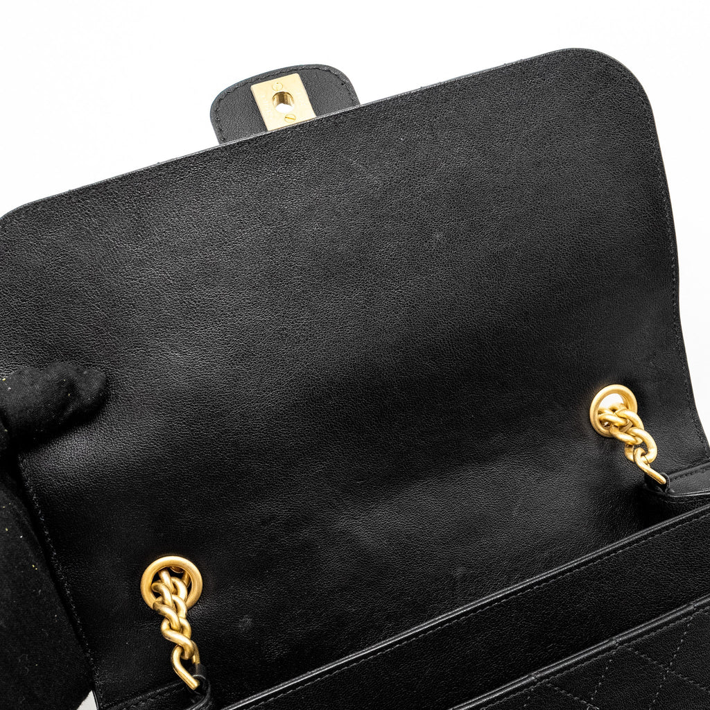 Chanel Graphic Chic Front Chain Quilted Flap Bag Sheepskin Black