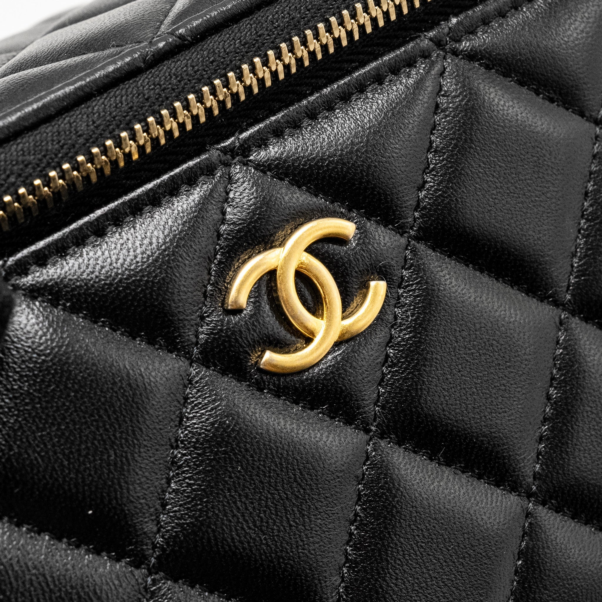 Chanel Top Handle Long Vanity Case Lambskin Black