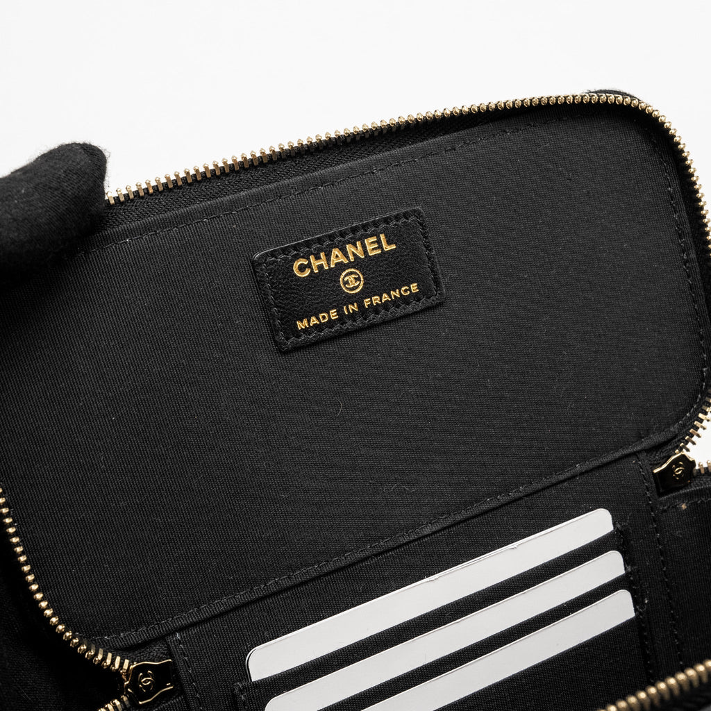 Chanel Top Handle Long Vanity Case Lambskin Black