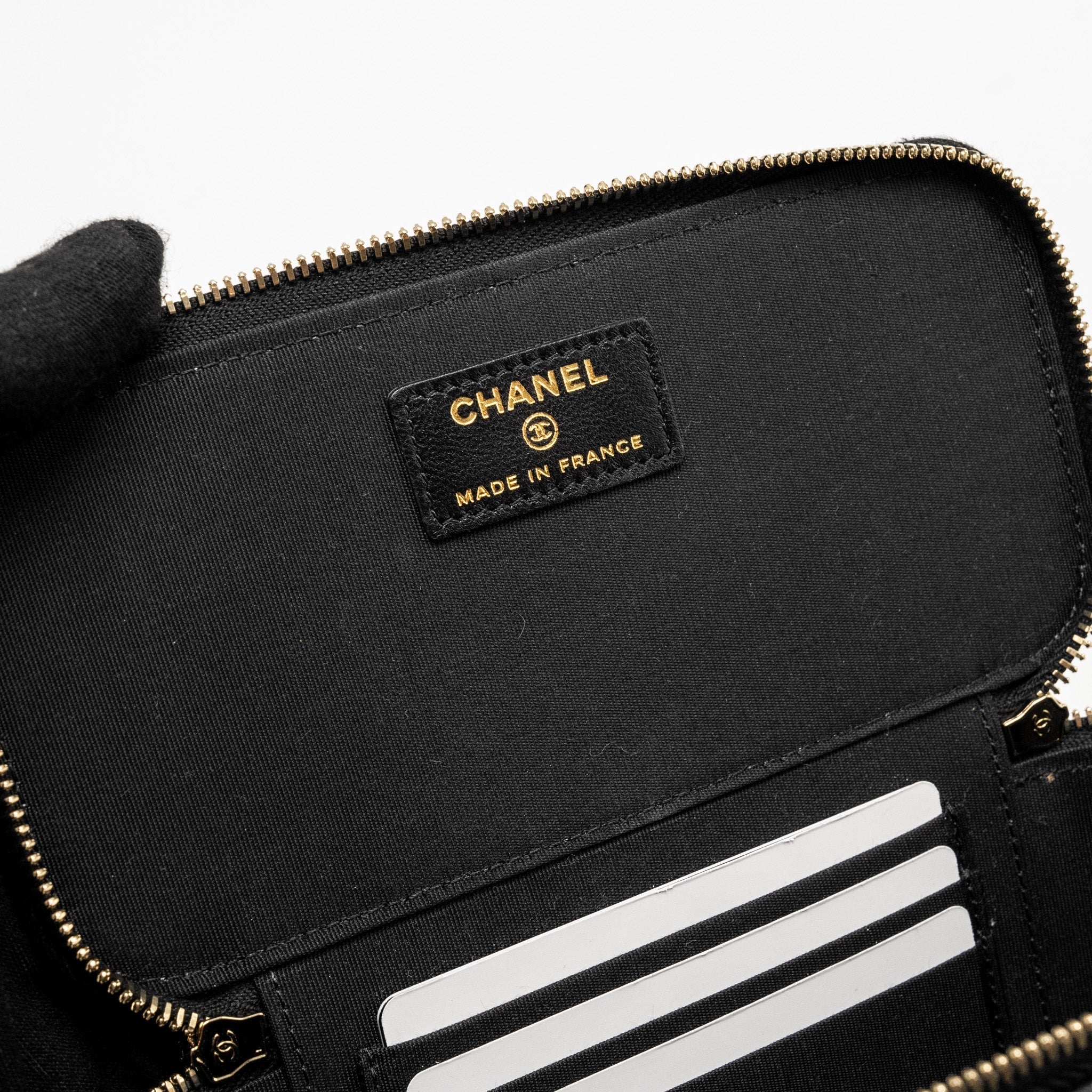 Chanel Top Handle Long Vanity Case Lambskin Black