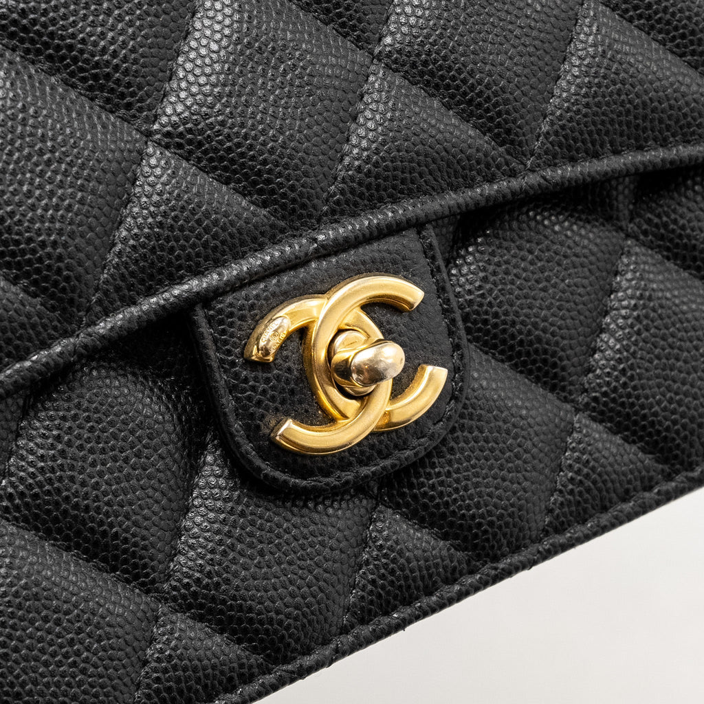 Chanel Circular Handle Quilted Flap Bag Caviar Black