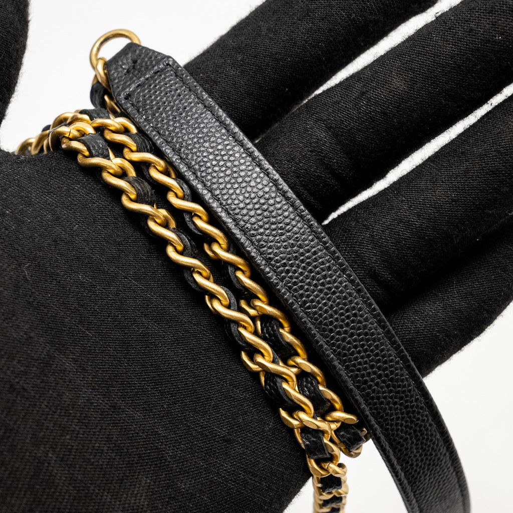 Chanel Circular Handle Quilted Flap Bag Caviar Black