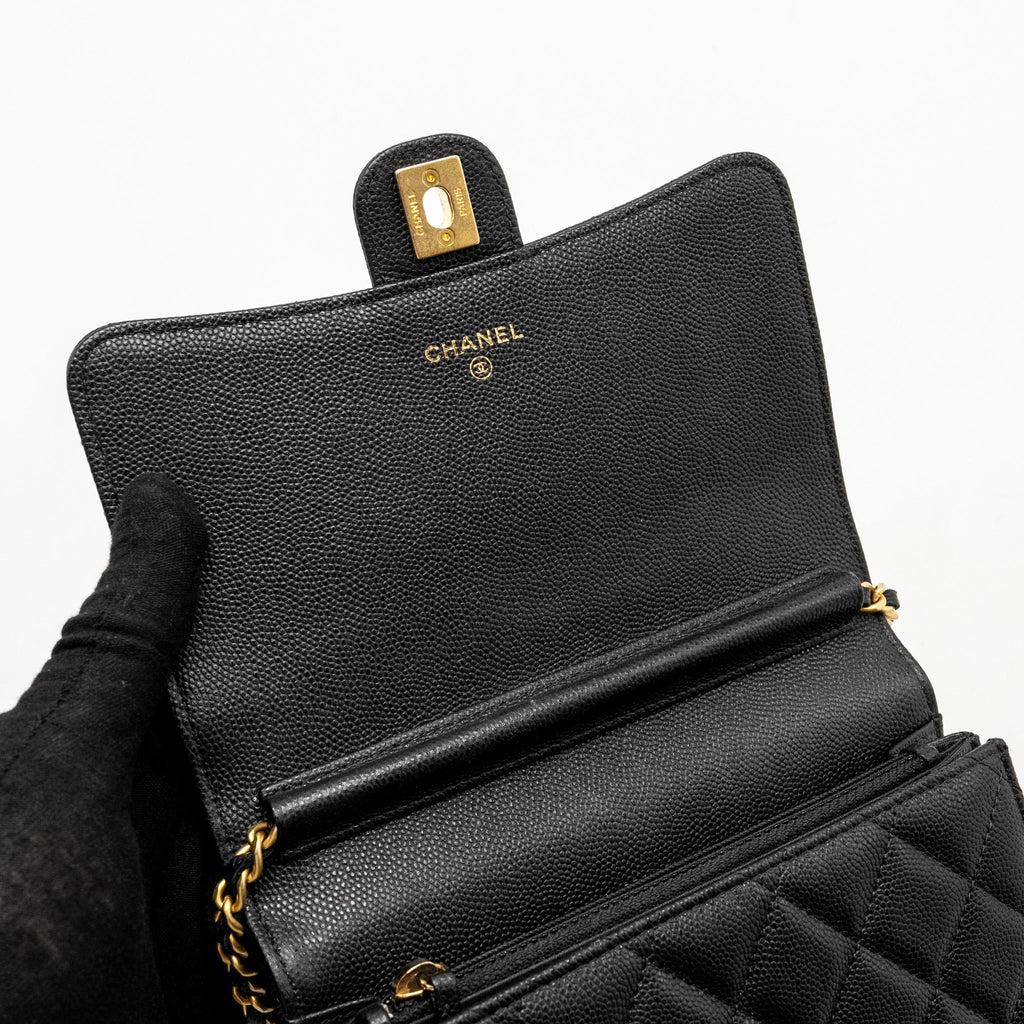 Chanel Circular Handle Quilted Flap Bag Caviar Black