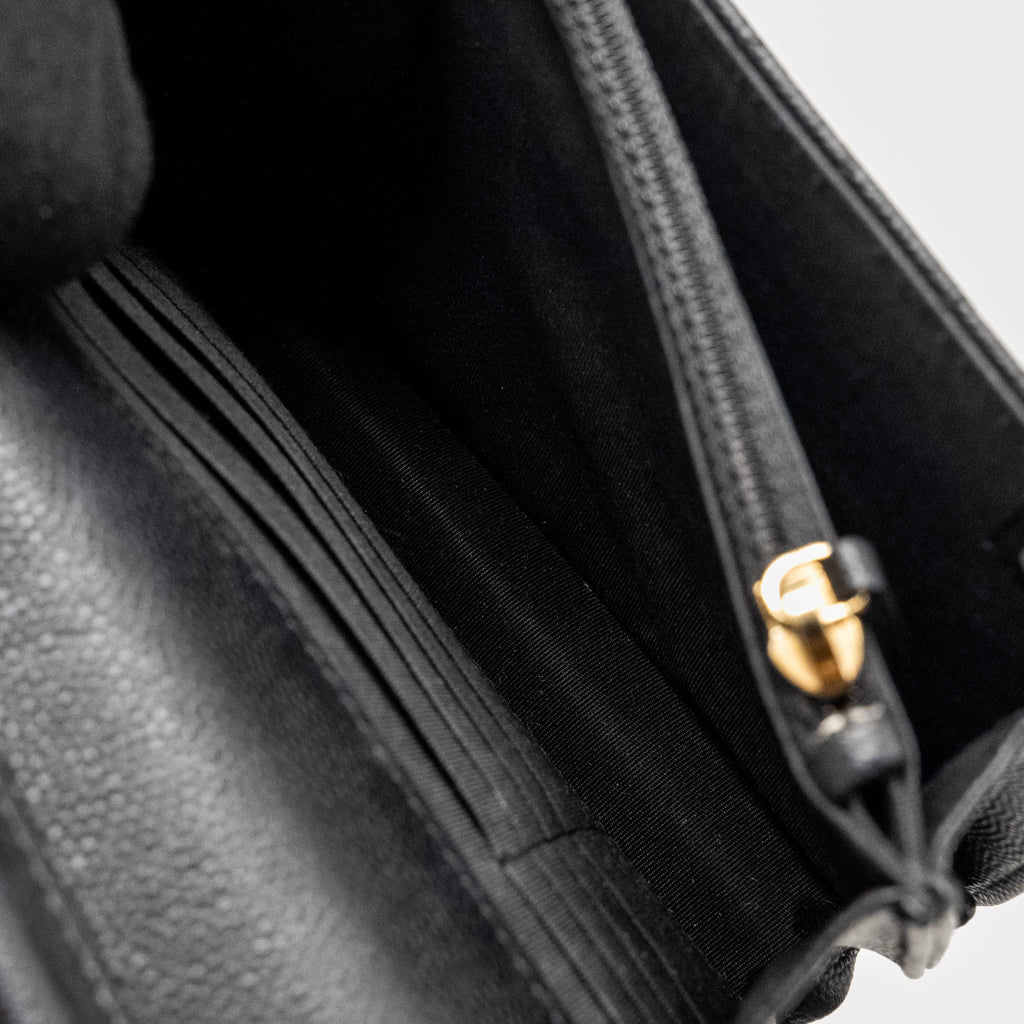 Chanel Circular Handle Quilted Flap Bag Caviar Black