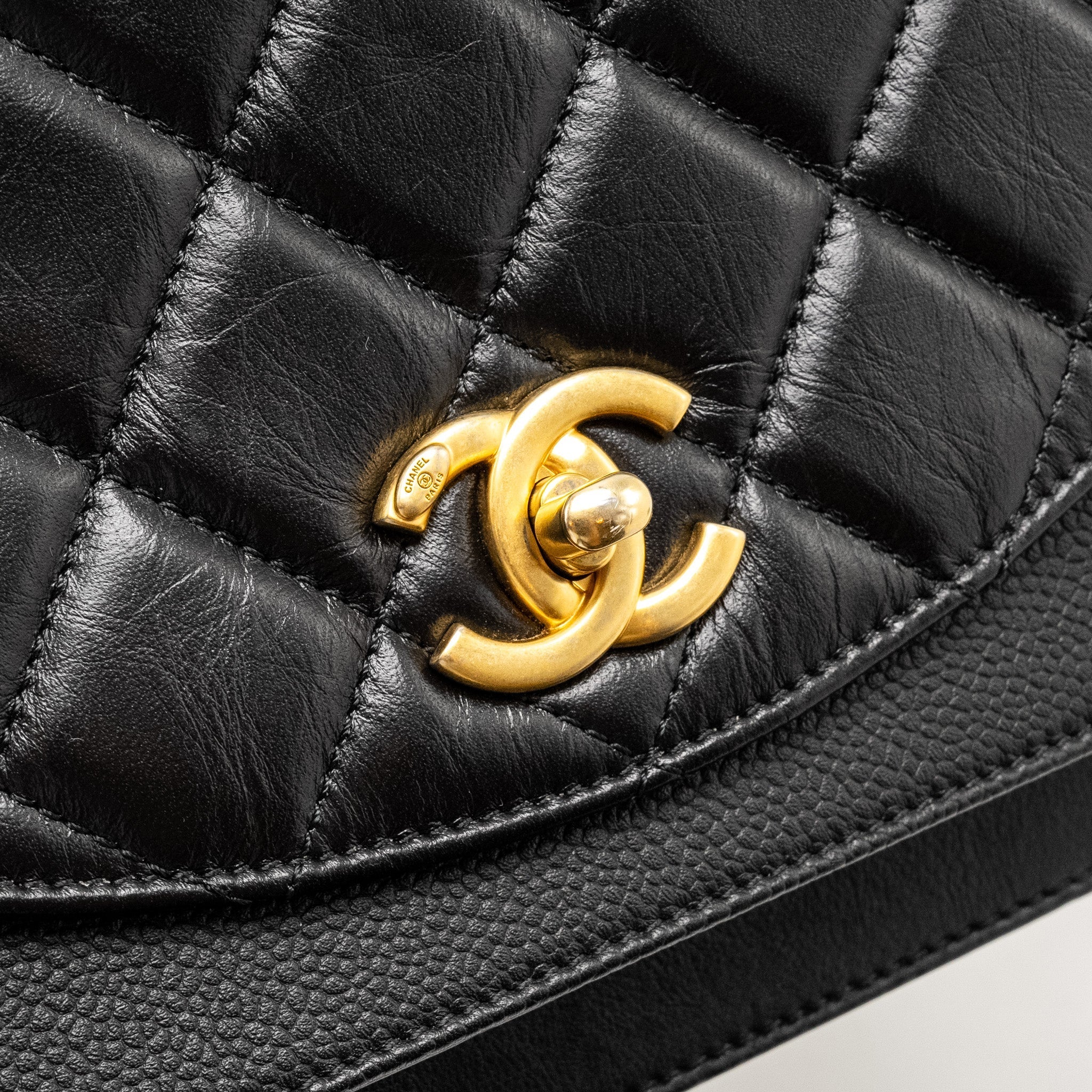 Chanel Quilted Flap Bag Calfskin/Caviar Black