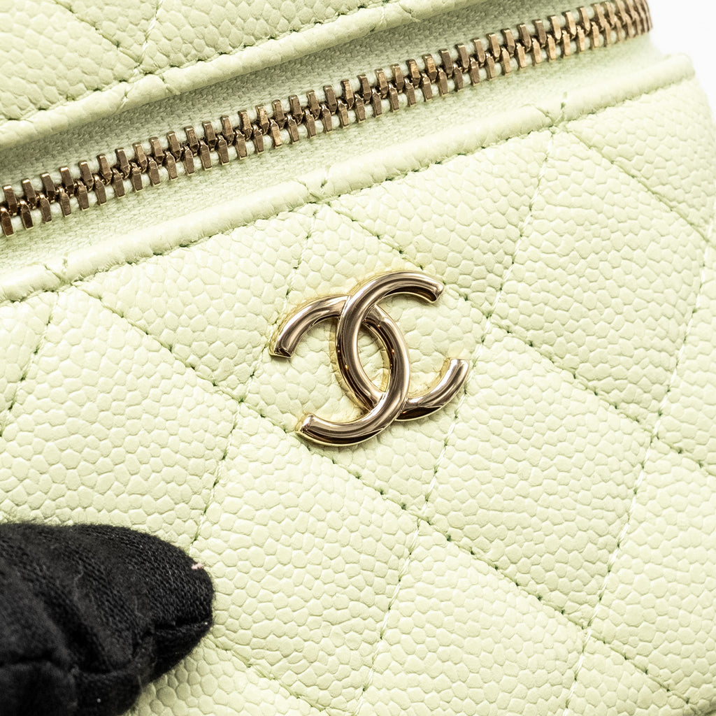 Chanel Mini Vertical Vanity with Chain Caviar Light Green L