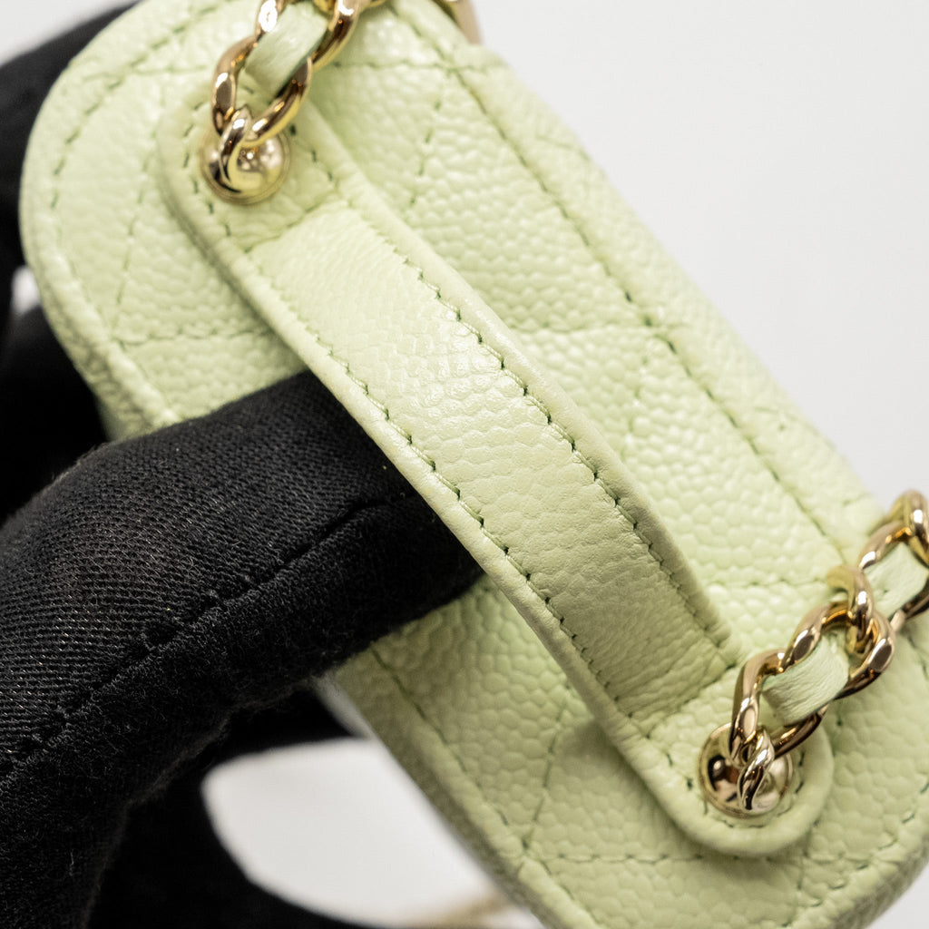 Chanel Mini Vertical Vanity with Chain Caviar Light Green L