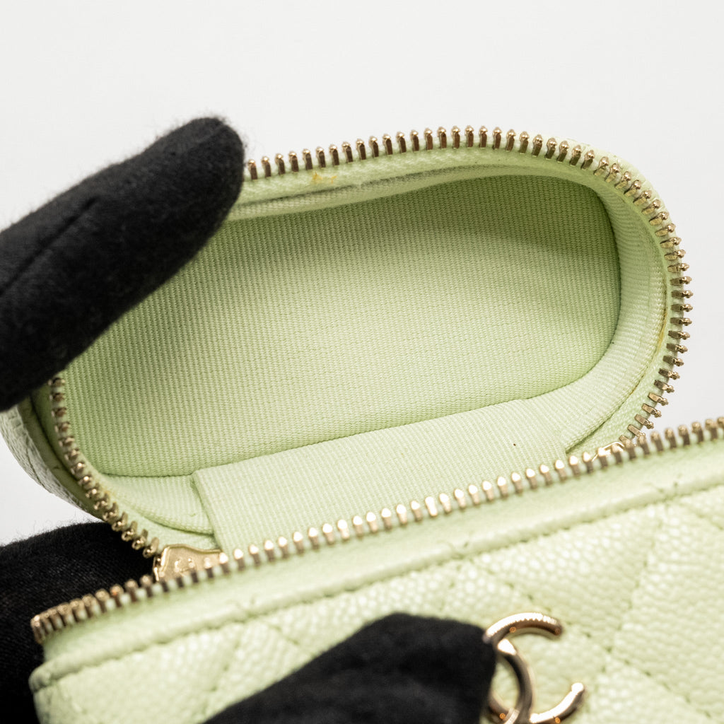 Chanel Mini Vertical Vanity with Chain Caviar Light Green L