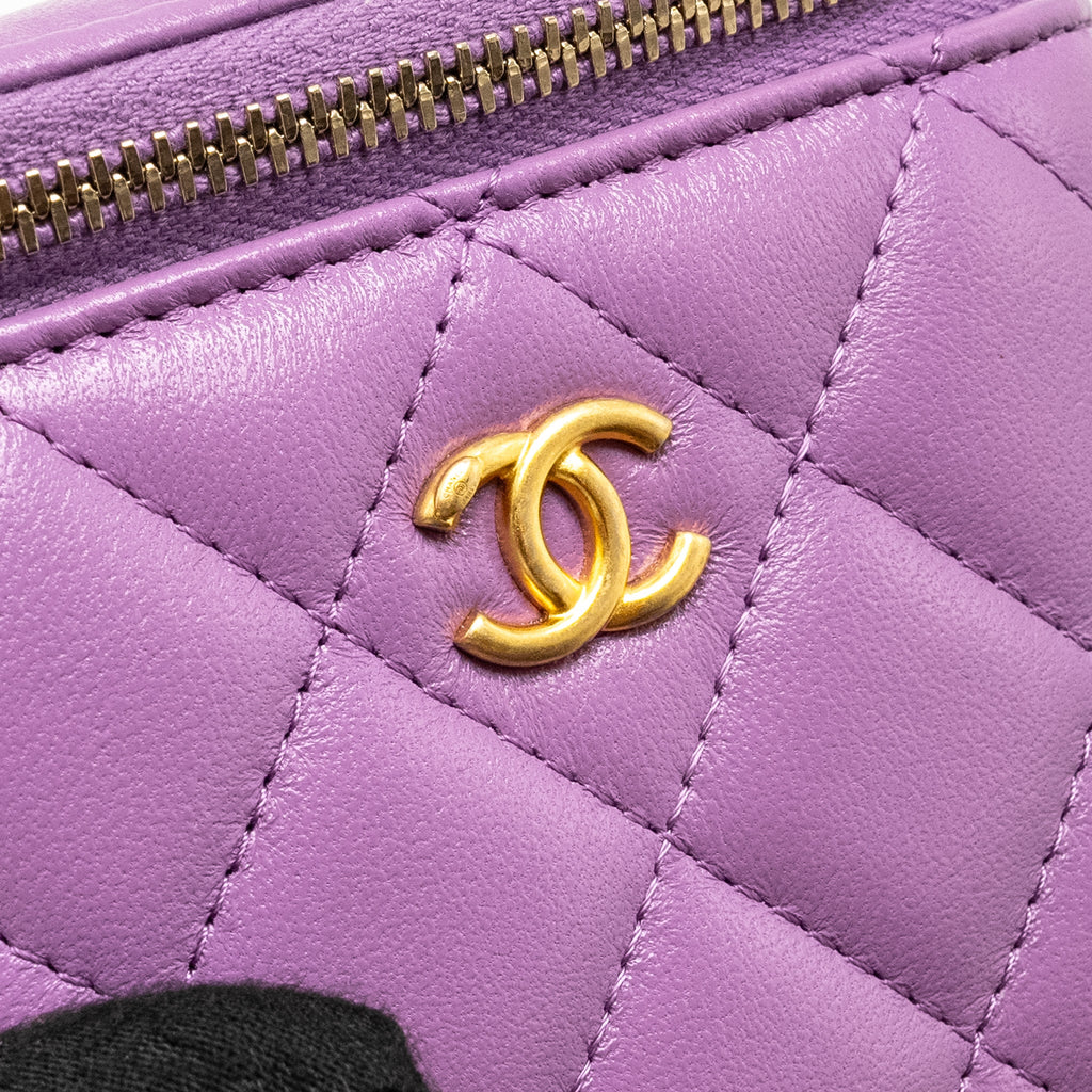 CHANEL Pearl Crush Mini Vanity With Chain Lambskin Purple