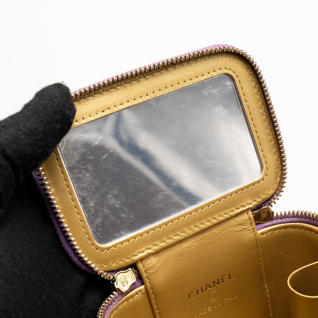 CHANEL Pearl Crush Mini Vanity With Chain Lambskin Purple