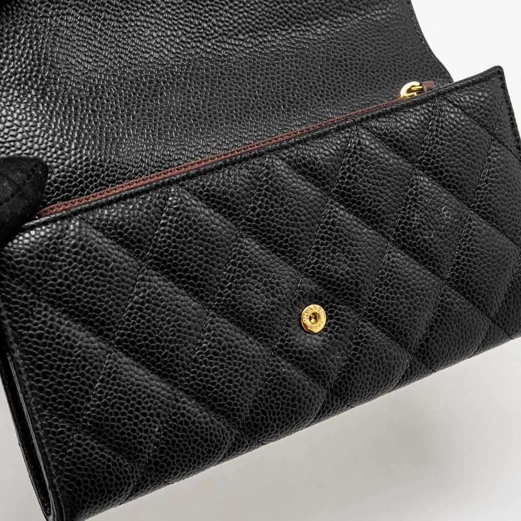 Chanel Classic Flap Long Wallet Caviar Black