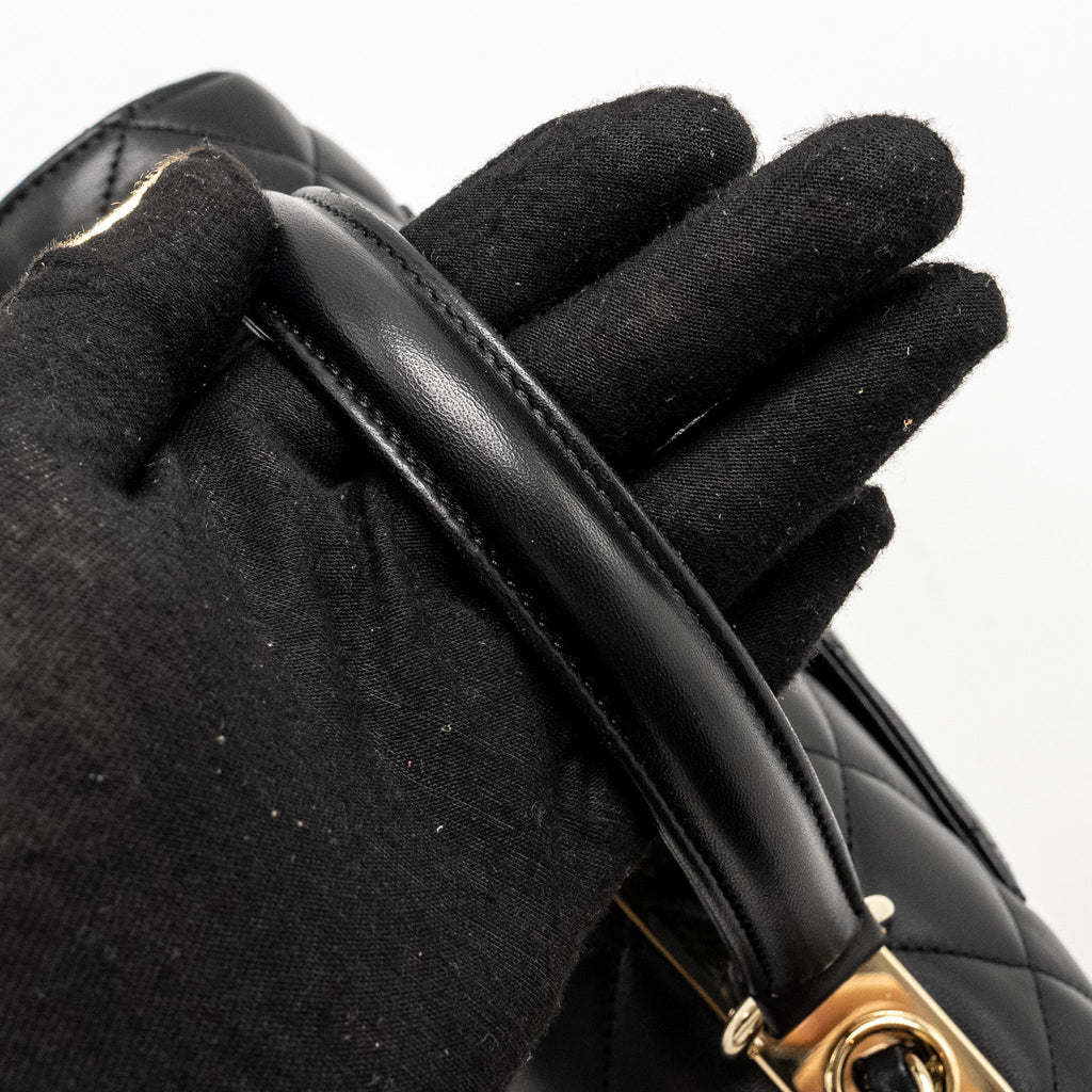 Chanel Top Handle Trendy CC Flap Bag Lambskin Black L