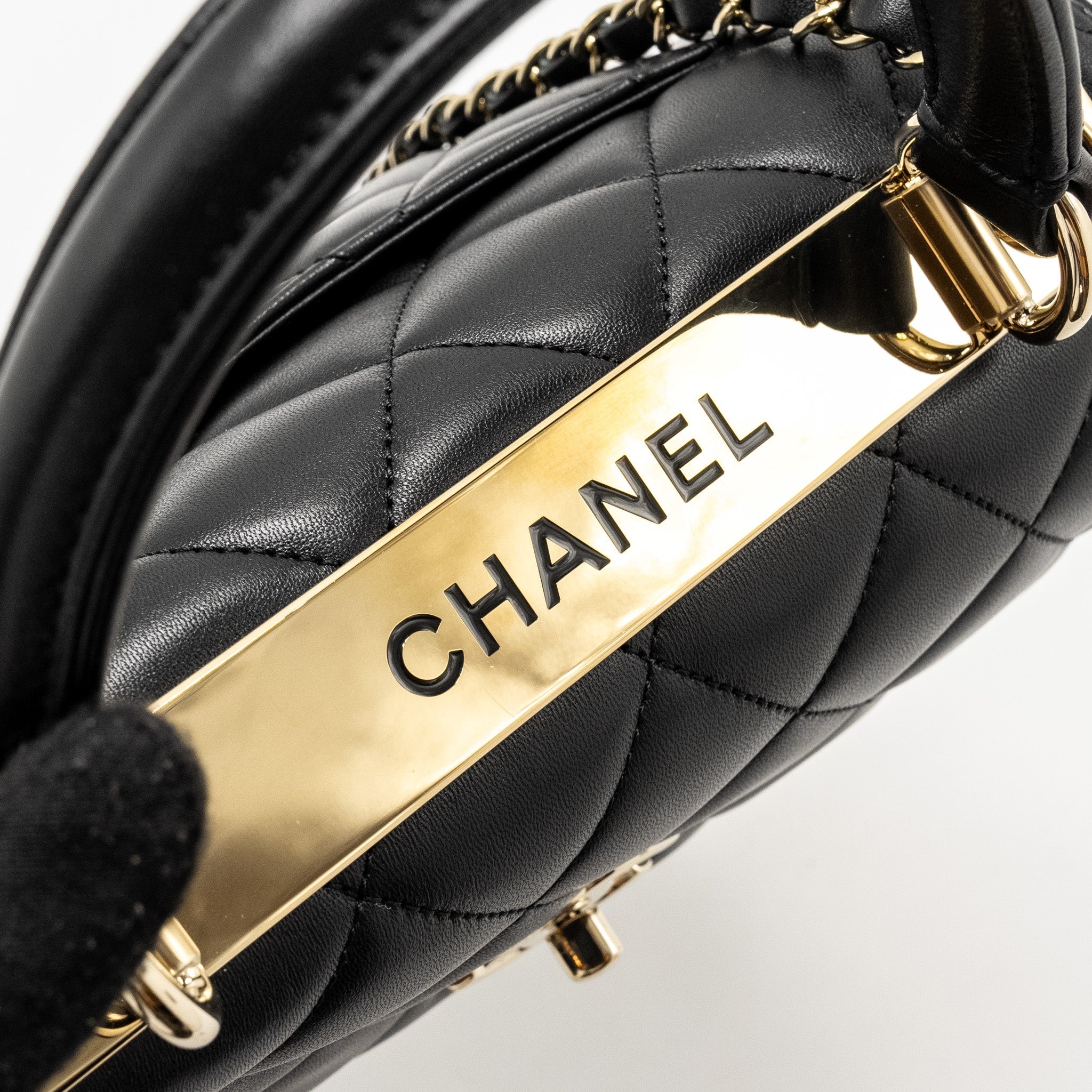 Chanel Top Handle Trendy CC Flap Bag Lambskin Black L