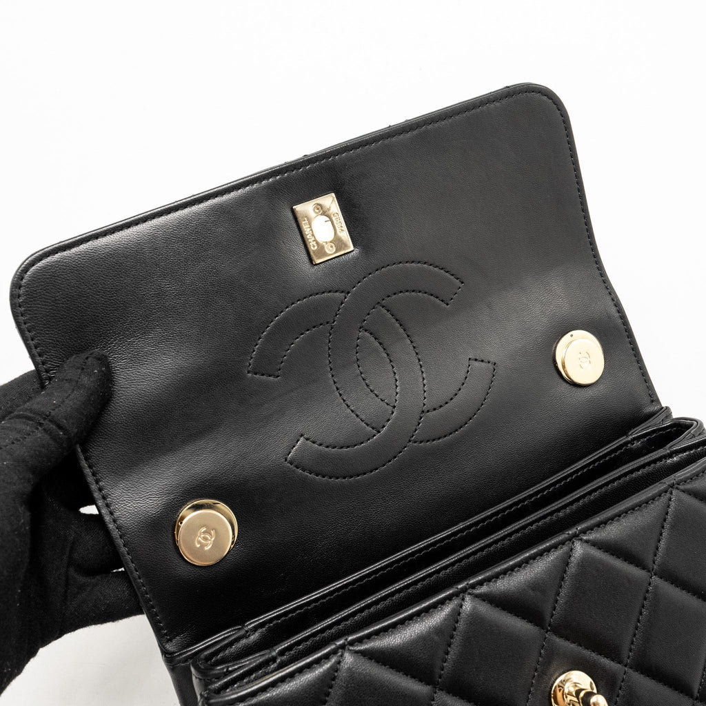 Chanel Top Handle Trendy CC Flap Bag Lambskin Black L