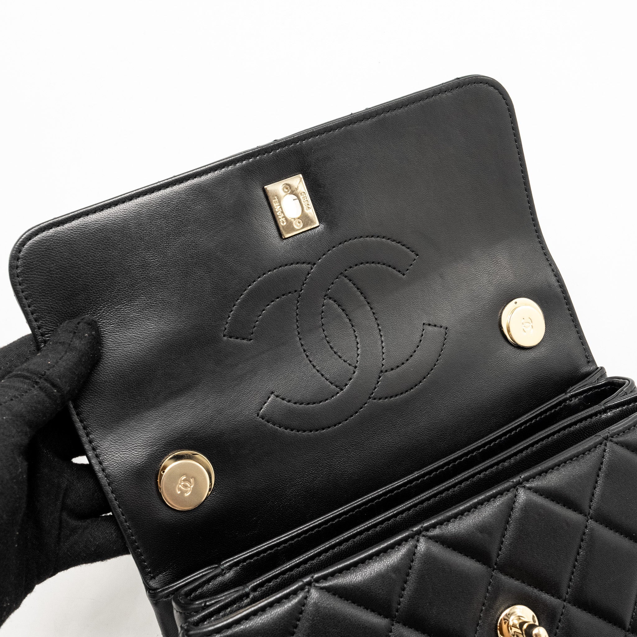 Chanel Top Handle Trendy CC Flap Bag Lambskin Black L