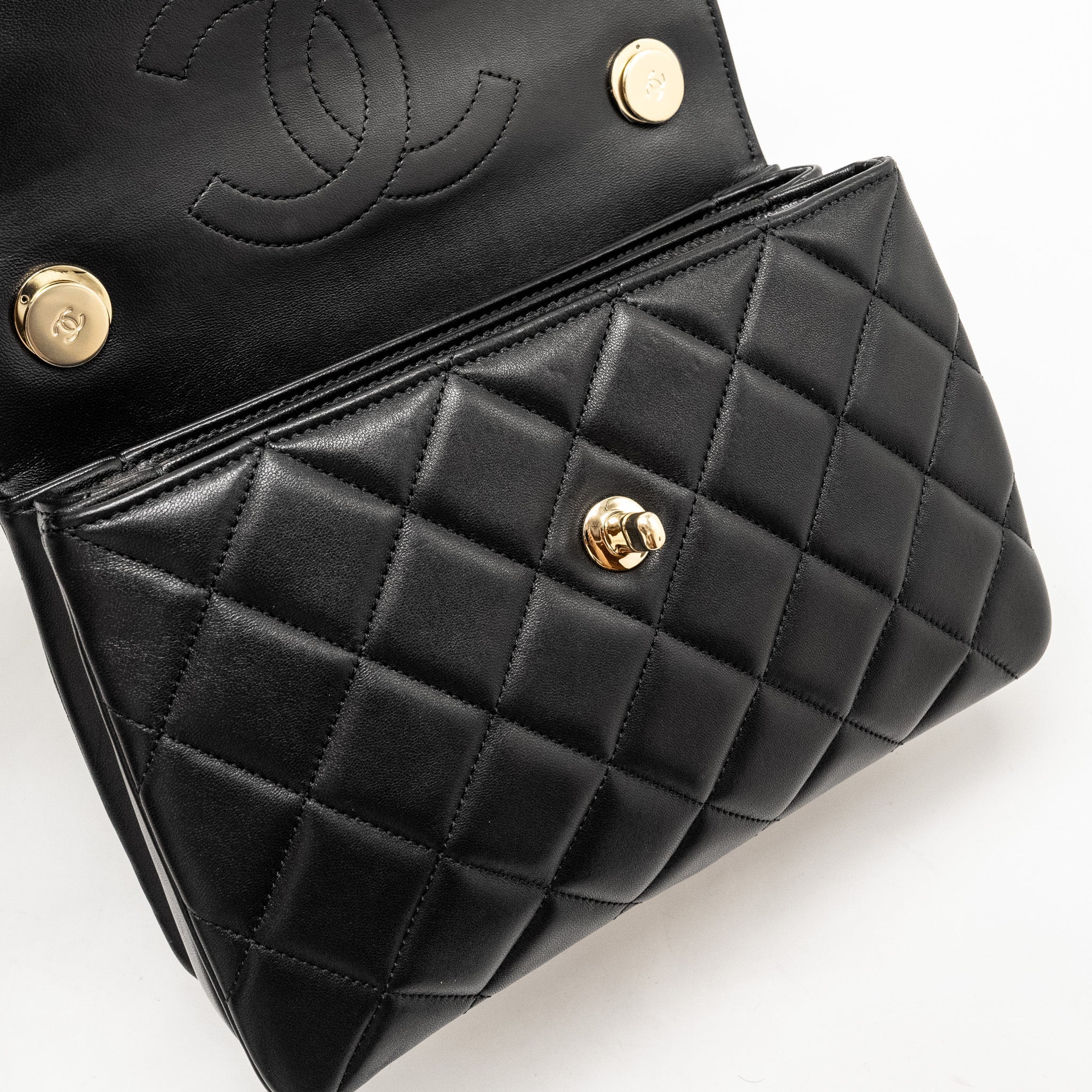 Chanel Top Handle Trendy CC Flap Bag Lambskin Black L