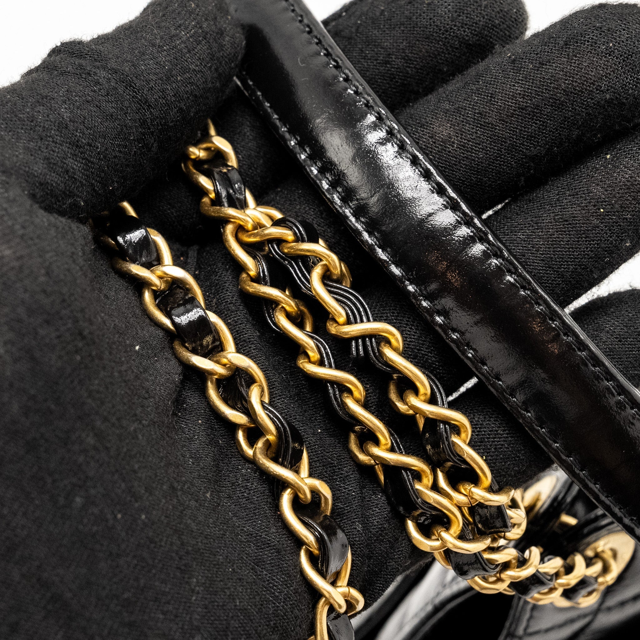 CHANEL 23C Small Hobo bag Shiny Calfskin Black Brushed (Microchip)