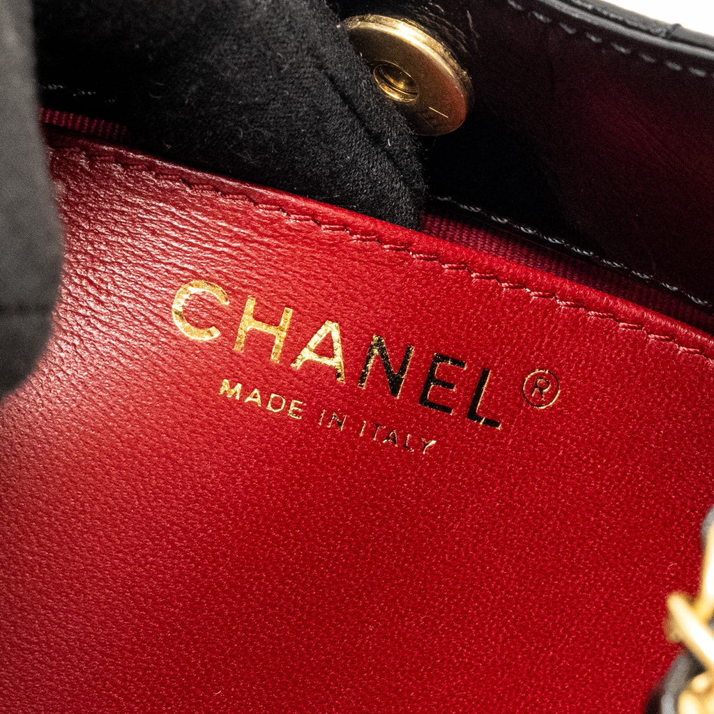 CHANEL 23C Small Hobo bag Shiny Calfskin Black Brushed (Microchip)