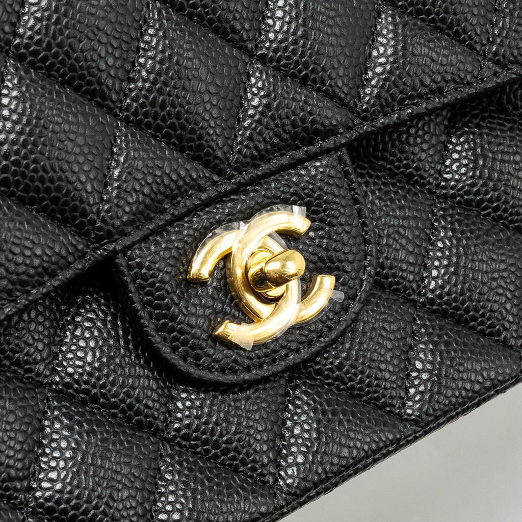 Chanel Medium Classic Double Flap Bag Caviar Black  (Microchip)