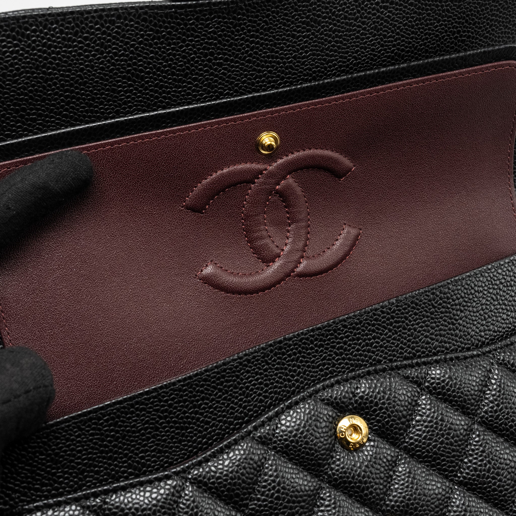 Chanel Medium Classic Double Flap Bag Caviar Black  (Microchip)