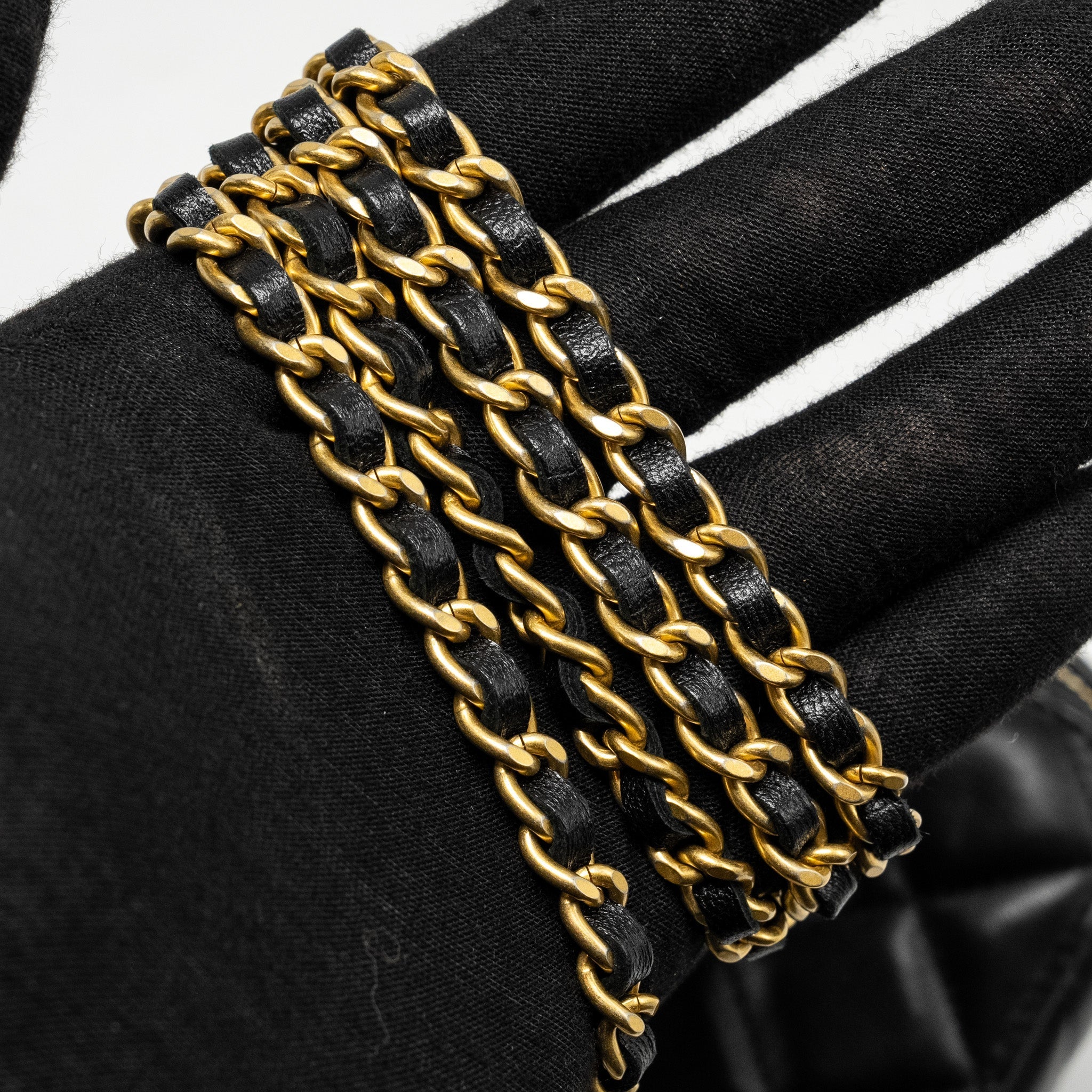 CHANEL Top Handle Long Vanity With Chain Lambskin Black