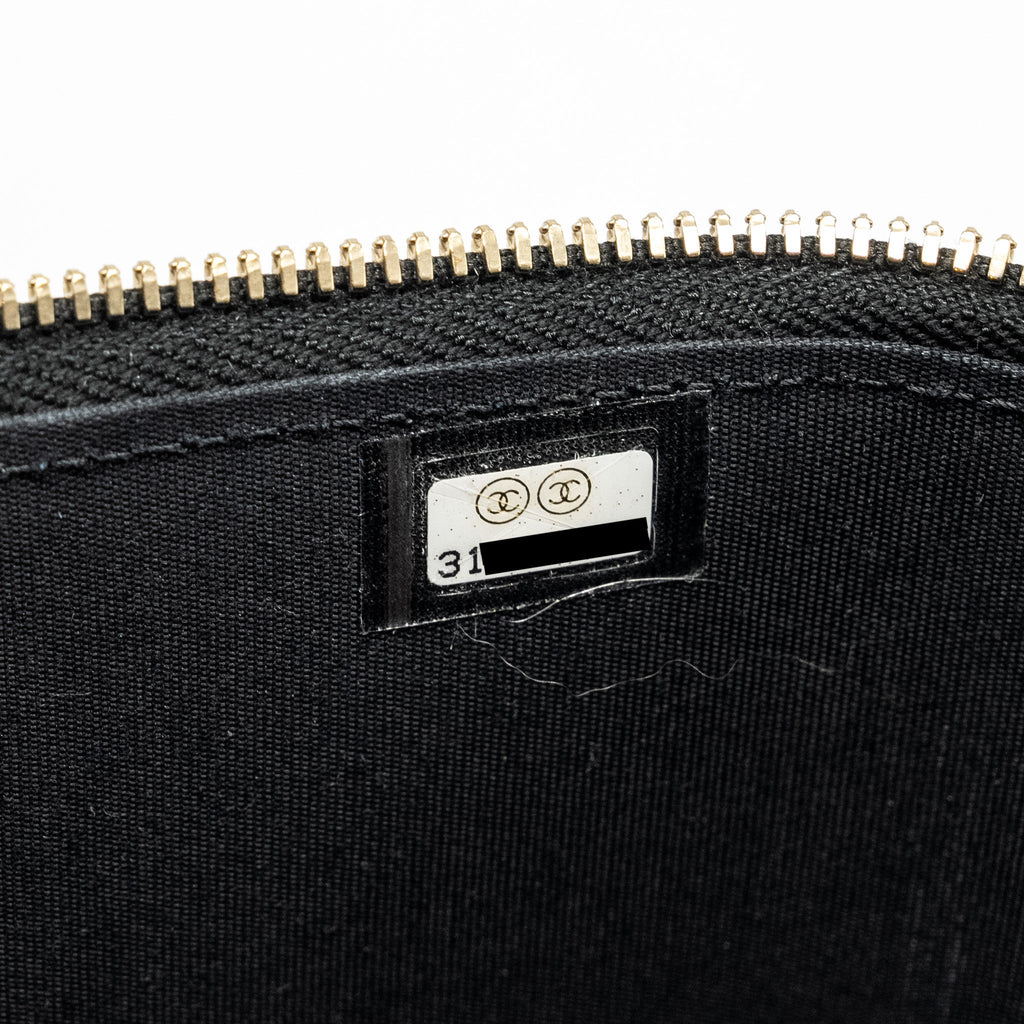 CHANEL Top Handle Long Vanity With Chain Lambskin Black