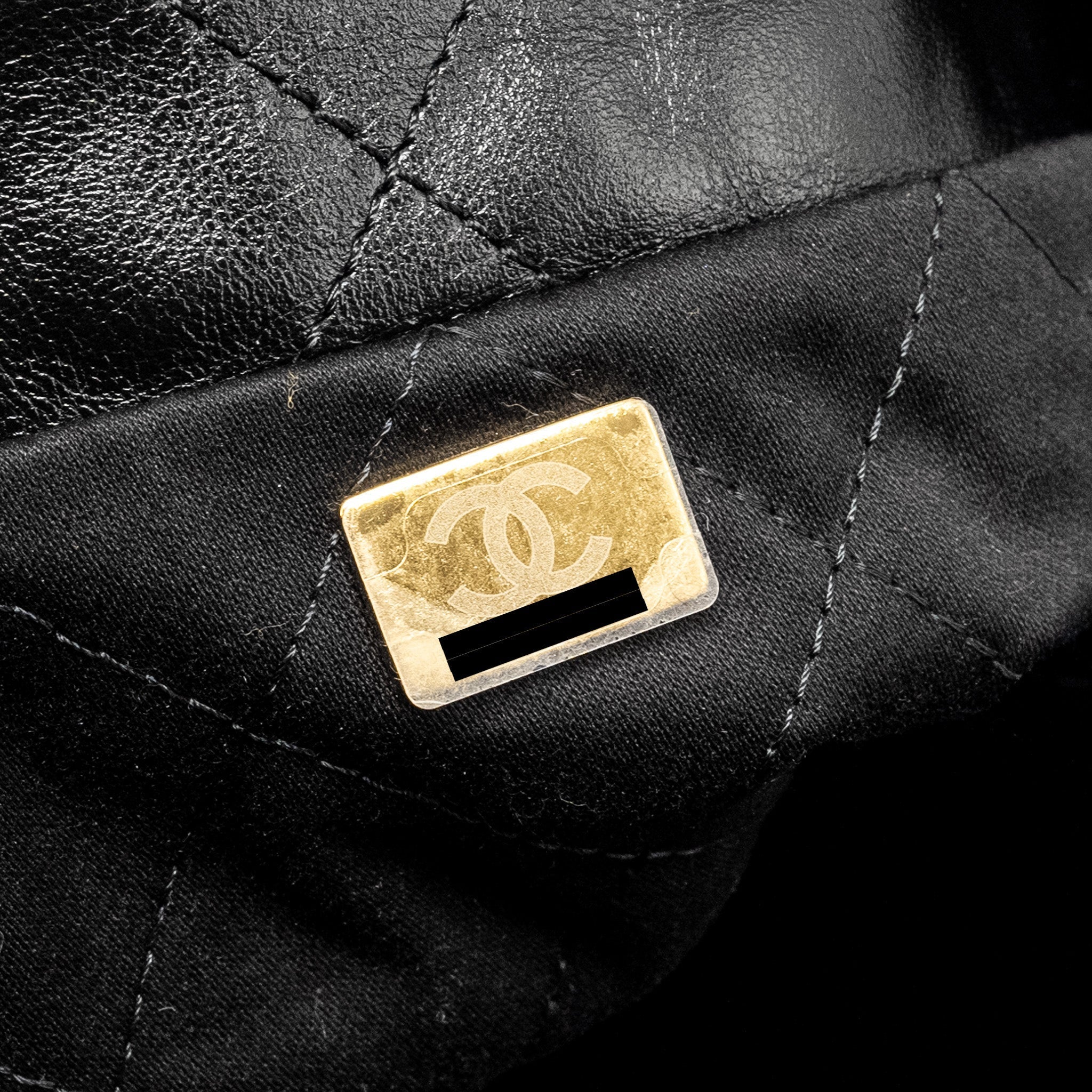 CHANEL Medium 22 Bag Gold Letter Shiny Calfskin Black  (Microchip)