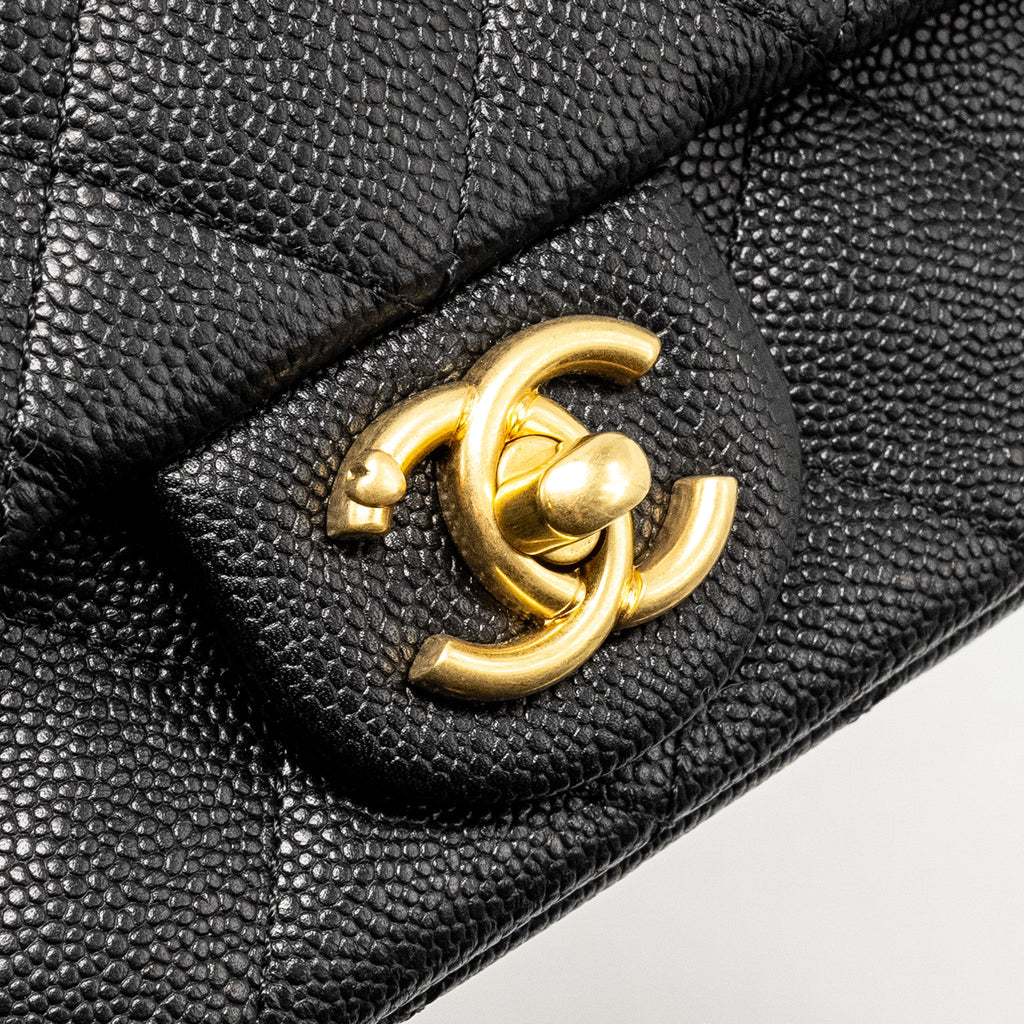 Chanel Coco Love Mini Flap Bag with Adjustable Chain Caviar Black  (Microchip)