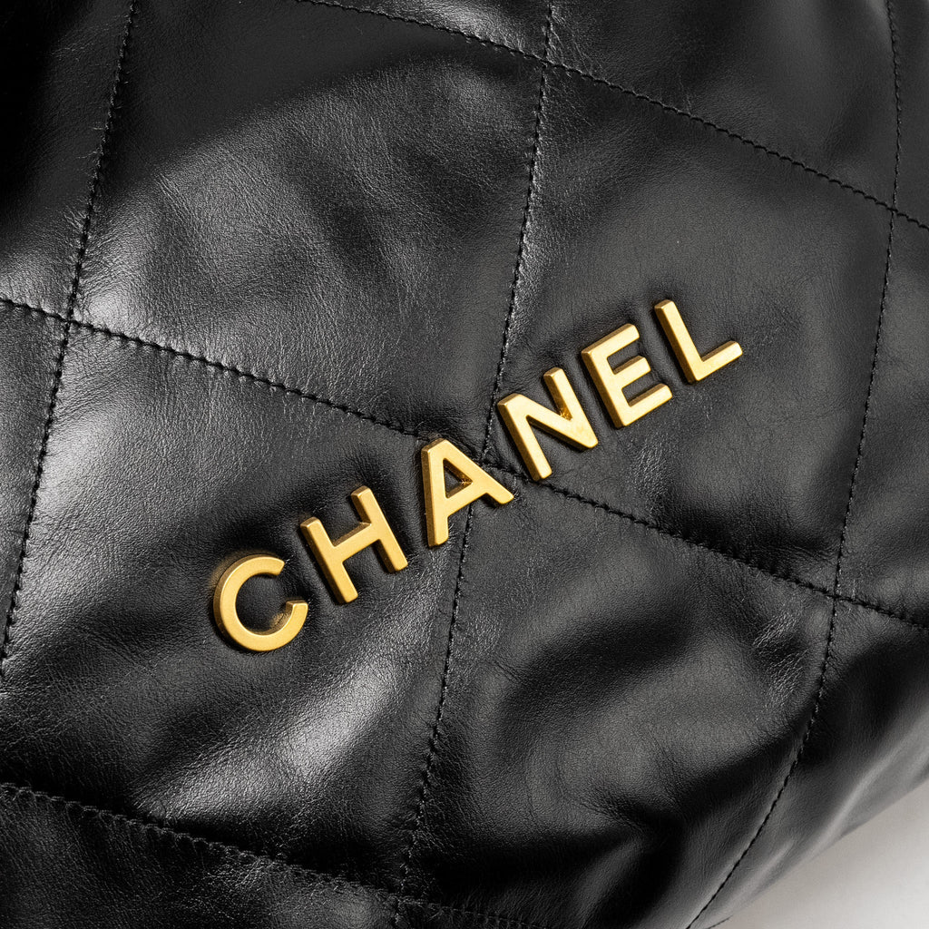 Chanel Small 22 Bag Shiny Calfskin Black  (Microchip)