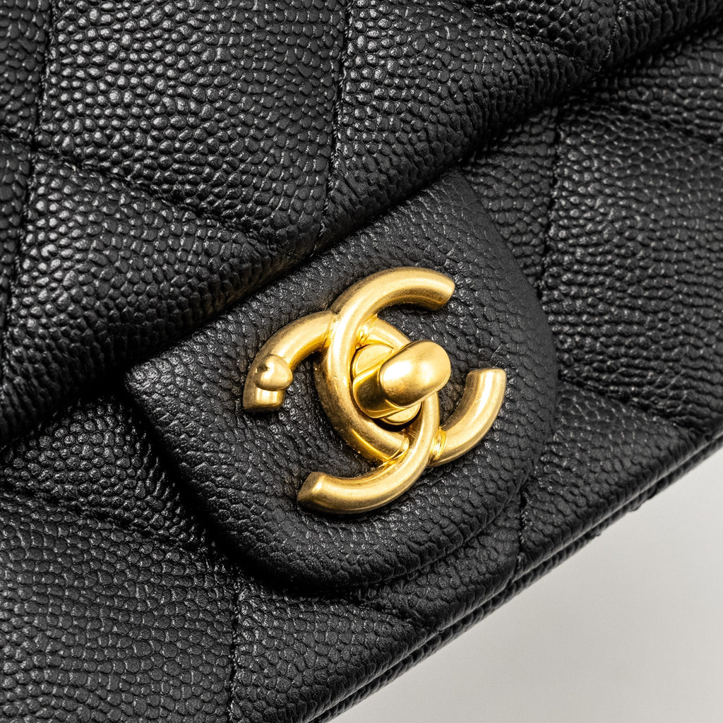 Chanel Coco Love Flap Bag with Adjustable Chain Caviar Black  (Microchip)