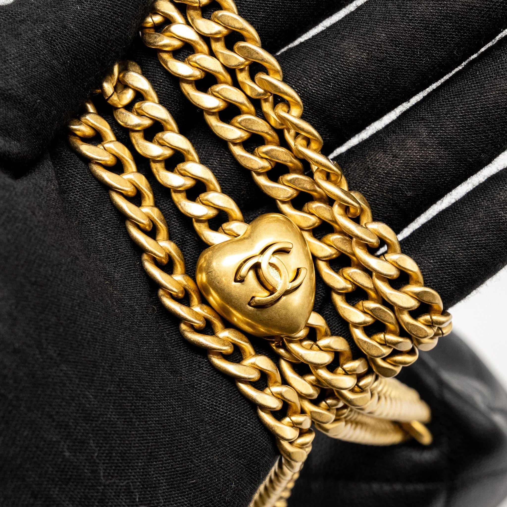 Chanel Coco Love Flap Bag with Adjustable Chain Caviar Black  (Microchip)