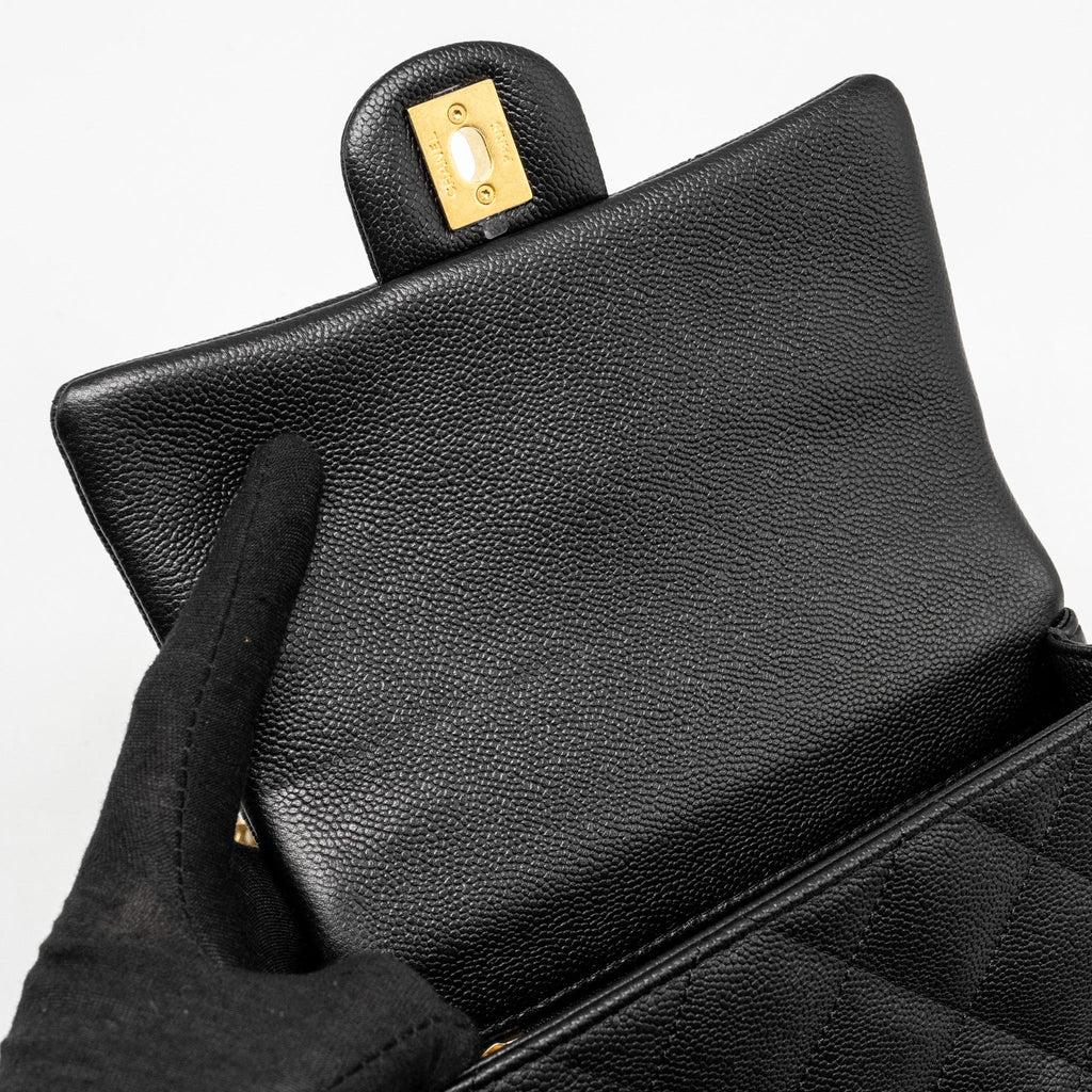 Chanel Coco Love Flap Bag with Adjustable Chain Caviar Black  (Microchip)