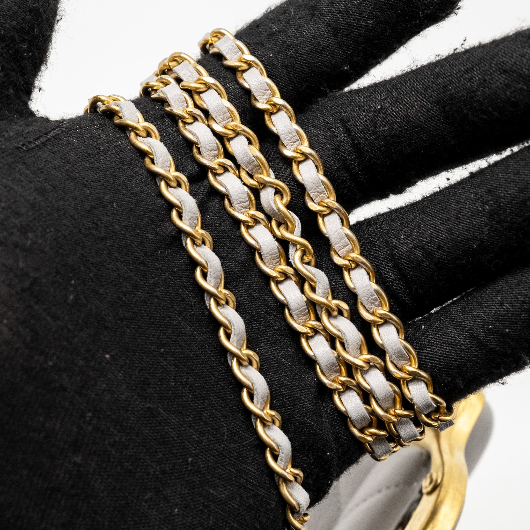 Chanel Mini Quilted Flap Card Holder with chain Lambskin Grey